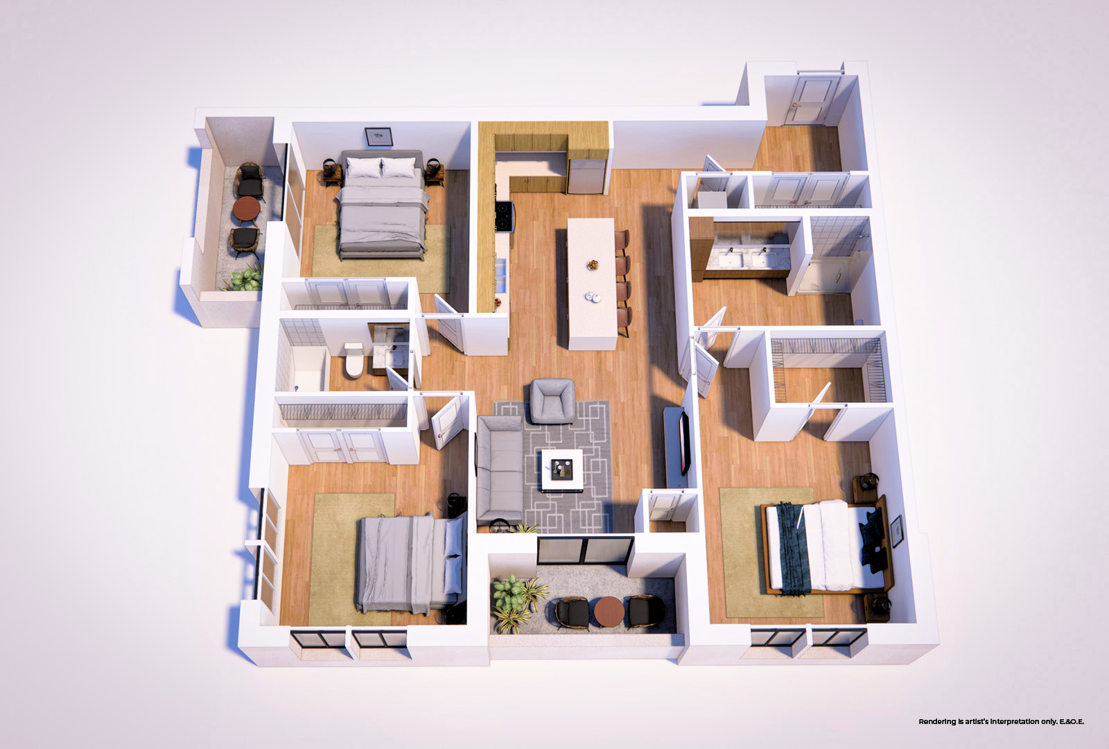 Alfreda Suite | 3D Floorplan - Creekside Condos Milton